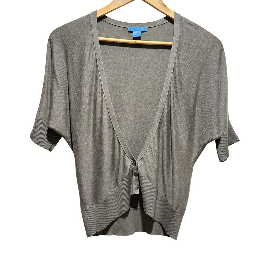 White + Warren Cardigan Sweater Womens S Silk Cotton Dolman Lightweight Knit